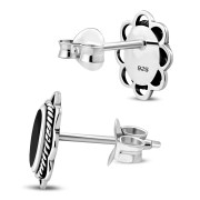 Black Onyx Oval Earrings - e362